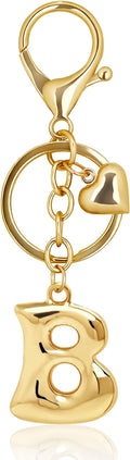 Gold Bubble Heart, Cherry, Bow & More Designs Letter Initial Keychain Bag Charms – Cute Purse Charms for Handbags