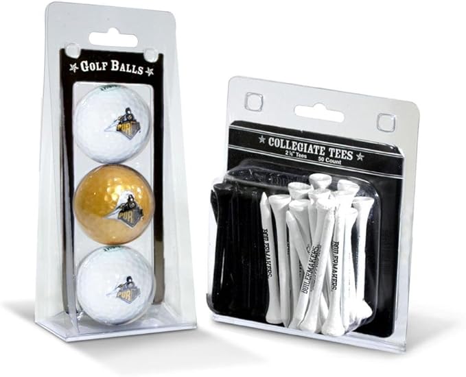 Team Golf NCAA Logo Imprinted Golf Balls (3 Count) & 2-3/4" Regulation Golf Tees (50 Count), Multi Colored