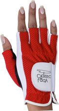Mesh Half Golf Glove for Women – Premium Cabretta Leather Palm, Breathable Mesh Back, Half-Finger Design Ladies Golf Glove for Enhanced Grip & Comfort