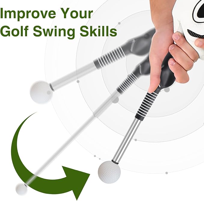 Retractable Golf Swing Trainer, Portable Grip Trainer and Training Auxiliary Elastic Band for Beginners, Indoor & Outdoor Practice(Black)
