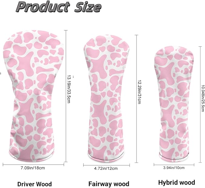 Golf Club Head Covers for Club Protective, Waterproof PU Leather Driver Fairway Wood Hybrid Head Cover
