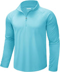 CRYSULLY Men's Long Sleeve 1/4 Zip Shirts Sun Protection Pullover UPF 50+ Rash Guard Running Lightweight T Shirt