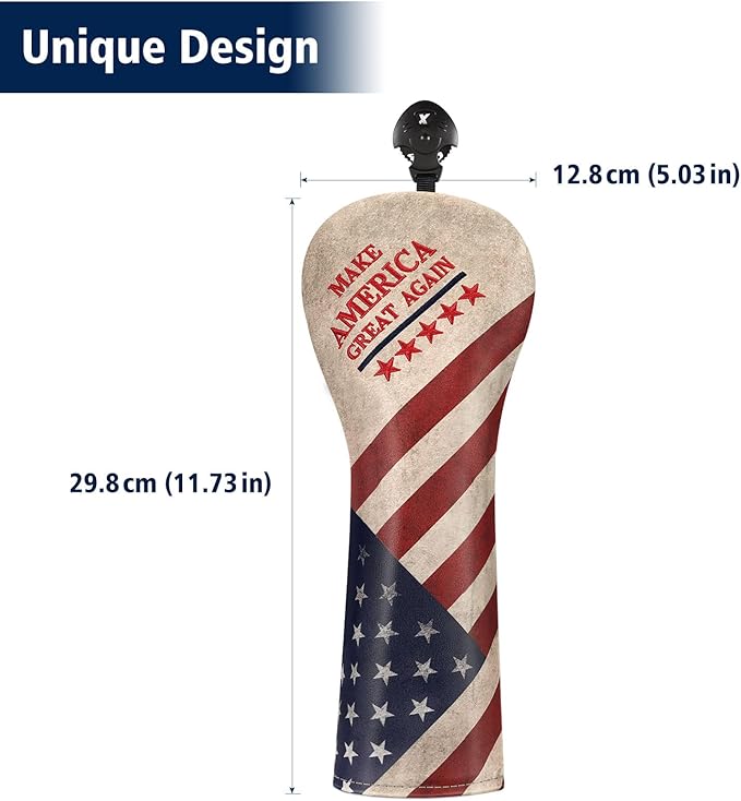 Golf Club Head Cover, Premium Leather Elegant Embroidery Fairway Wood Headcover Interchangeable No. Tags 3 4 5 7 X, Mallet Putter Cover with Magnetic Closure