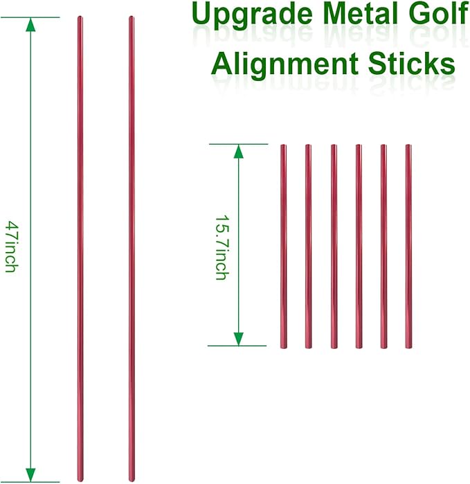 Golf Alignment Stick Training Aid Set - Upgraded Metal Rods with Foldable Angle-Adjustable Stand and Portable Bag,Golf Swing Trainer for Swing Plane, Aim, and Putting Alignment,Golf Accessories Gifts