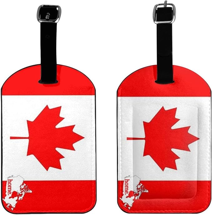 Canada Flag Luggage Tag for Suitcases,Home Country PU Leather Baggage Tags Bag Tags Travel Id Label for Luggage Women Men -1 Piece