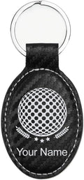 LaserGram Oval Keychain, Golf Ball, Personalized Engraving Included (Carbon Fiber Black with Silver)