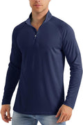 MAGCOMSEN Men's Long Sleeve Sun Shirts UPF 50+ Tees 1/4 Zip Up Fishing Running Rash Guard T-Shirts Outdoor Shirt