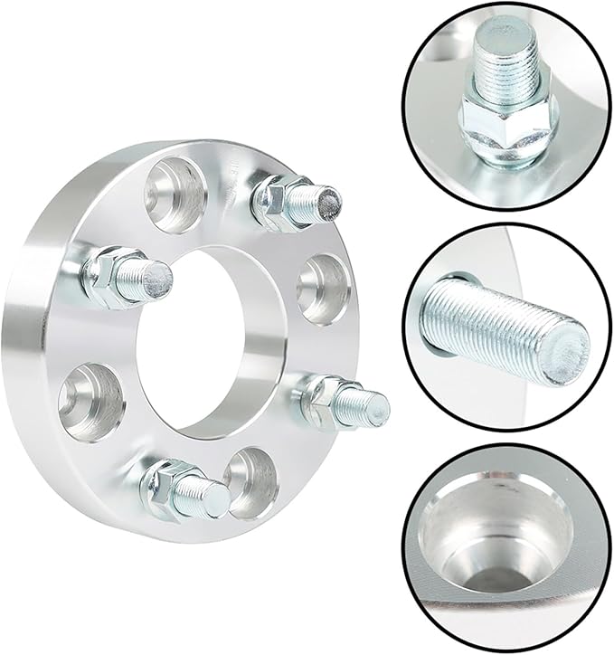 WFLNHB 2pcs Golf Cart Wheel Spacers 1 inch 4x101.6mm Hub Bore: 62mm Thread Size: 1/2x20 Silver Replacement for Golf Carts