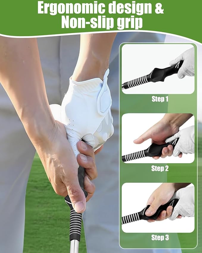 Retractable Golf Swing Training Aid, Golf Grip Trainer for Strength & Tempo Training for Chipping Hitting, Warm Up Golf Training Equipment & Golf Accessories