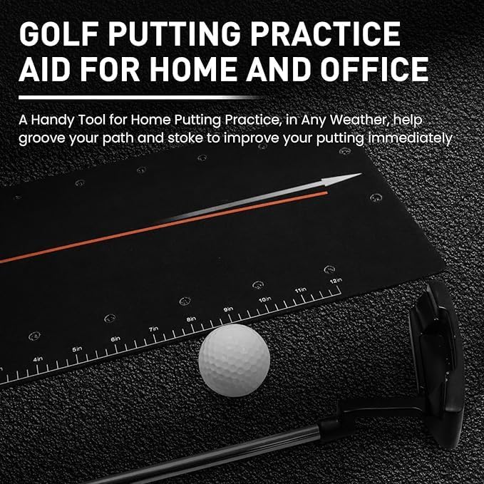 FINGER TEN Golf Putting Mat with Arc and Path for Right Left Handed, Golf Green Alignment Training Aid with Aim Target Easily Rolls Up Durable Lightweight Trainer for Indoor Outdoor