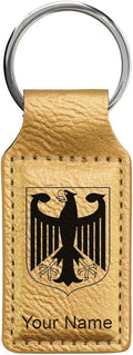 LaserGram Rectangle Keychain, Coat of Arms Germany, Personalized Engraving Included (Gold)