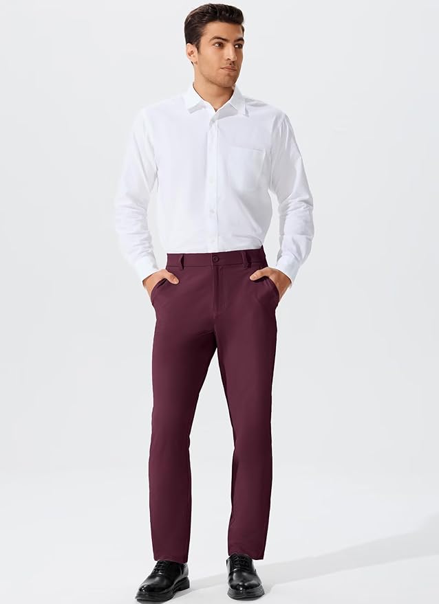 QPNGRP Men's Golf Pants 30"/32"/34" Inseam Lightweight Stretch Work Dress Pants