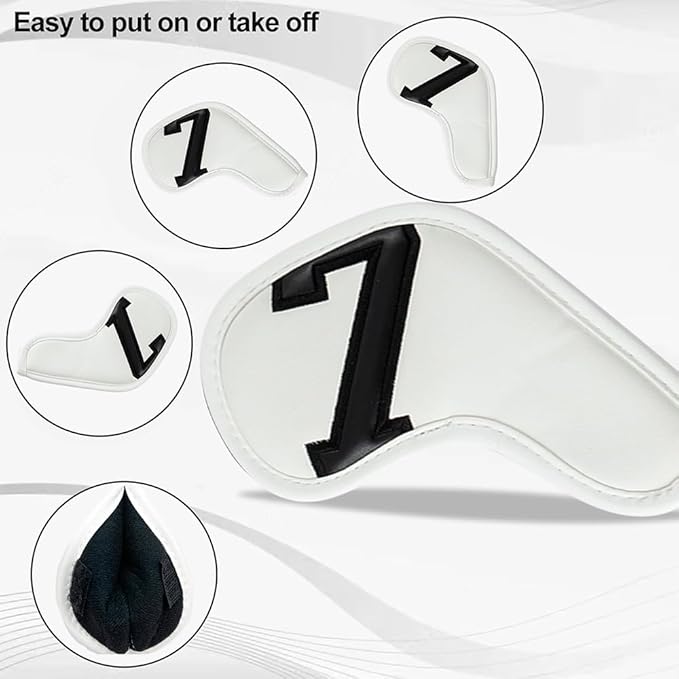 Golf 10pcs Thick Synthetic Leather Golf Iron Head Covers Set Headcover Fit All Brands Callaway Ping Taylormade Cobra Etc. Also Custom Name