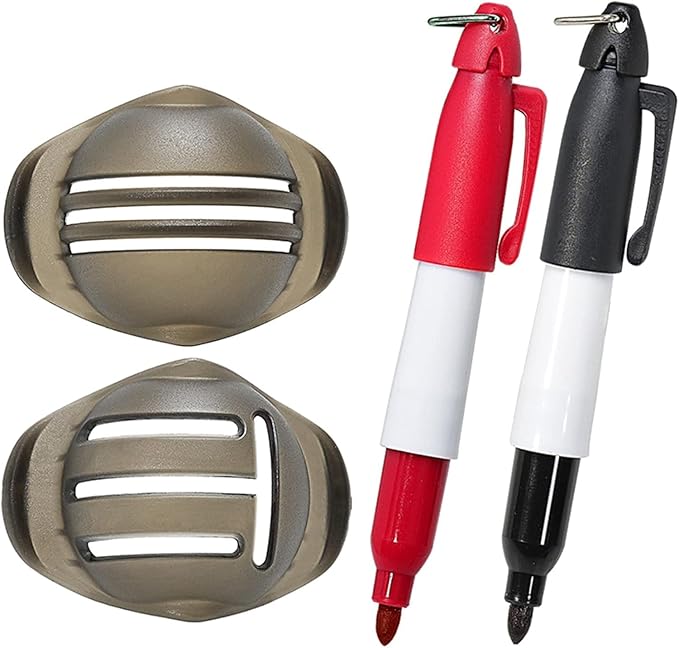 2Pcs Red and Black Golf Ball Line Marker Golf Ball Line Drawing Marker Line Template Liner Drawing Marking Alignment Putting Tool Golf Ball Line Liner Alignment Putting Tool Golf Ball Line Marker Tool