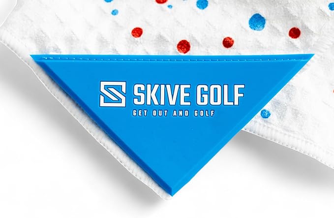 Premium Magnetic Golf Towel | Super Strong Magnet | Absorbent Microfiber Waffle Design | Built-in Silicone Brush | Golf Towels for Golf Bags (Red & Blue Drip)