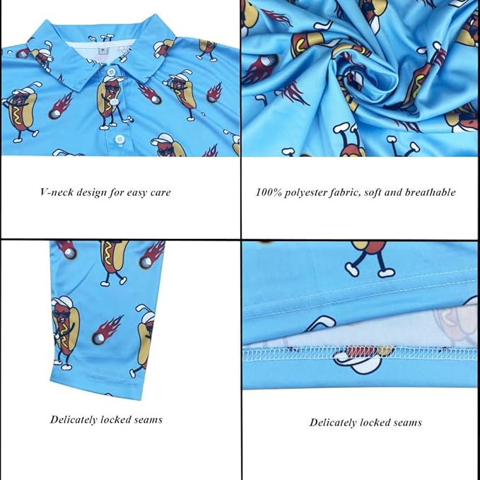 Men's Long Sleeve Golf Shirt Quick Dry 3 Button Work Fishing Outdoor Casual Collar Shirt