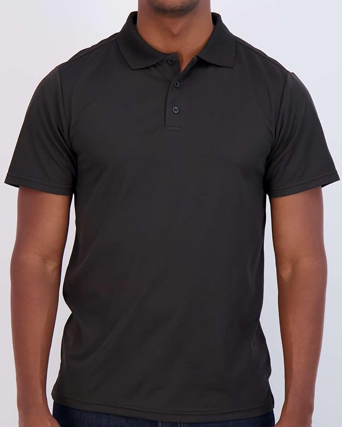 Real Essentials 3 Pack: Men's Quick-Dry Short Sleeve Athletic Performance Polo Shirt (Available in Big & Tall)