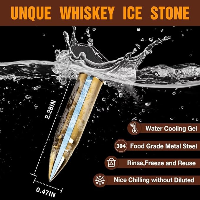 Gifts for Men Dad, Birhtday Gift from Daughter Son Wife Kids, Whiskey Stones with Wooden Box, Christmas Stocking Stuffers, Unique Ideas for Him Husband, Cool Bourbon Gadget
