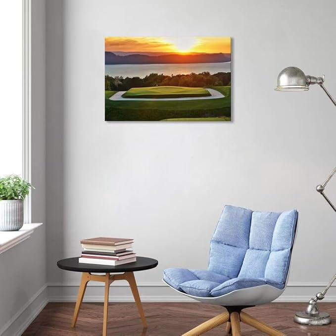 chenchenArt Sleepy Hollow 16 Hole Golf Course Wall Art for Living Room Bedroom Bathroom Home Decorations Sleepy Hollow Golf Course Picture Poster Canvas Prints Framed Ready to Hang(12''H x 16''W)