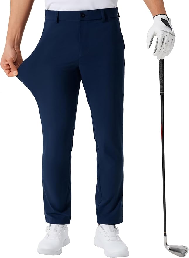 QPNGRP Men's Golf Pants 30"/32"/34" Inseam Lightweight Stretch Work Dress Pants