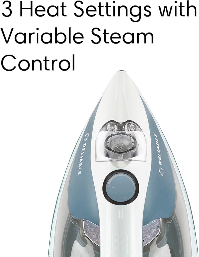 Reliable Velocity 180IR Steam Iron for Sewing, Quilting and Clothes, 1800W Compact Vapor Generator, Leak Free Continuous Steam, Variable Steam Dial, Ceramic Soleplate with Three Heat Settings