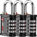 FORGE 4-Digit TSA Approved Travel Locks – TSA008 Key System, Key Duplication Impossible, Heavy-Duty Combination Padlock for Travel, Gym, Pelican Case. Black 3 Locks.