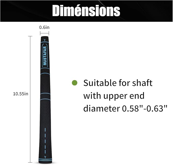 MUSTAFAR Premium Rubber Midsize Golf Grips 13 Pack -Enhanced Traction and Comfortable,Durable Golf Club Grips 4 colors Available