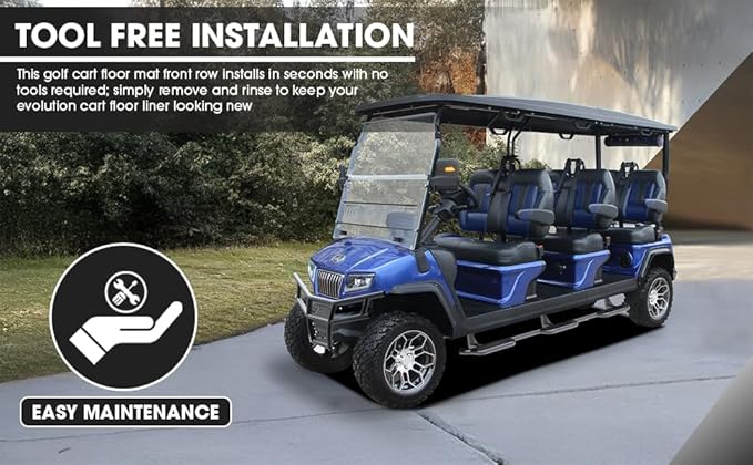 Club Clean Evolution Golf Cart Floor Mat, Fits D5 and D5 Max Models, Full Coverage 8 mm Heavy-Duty Compound Liner, Waterproof Non-Slip Floor Protector, Premium Custom Fit Design (D5 Front Row Only)