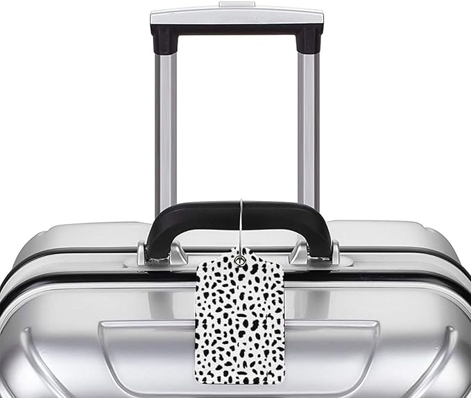 Polka Dot Luggage Tags Set of 2 Leather Stainless Steel Loop Label Tag for Travel Bag Suitcase