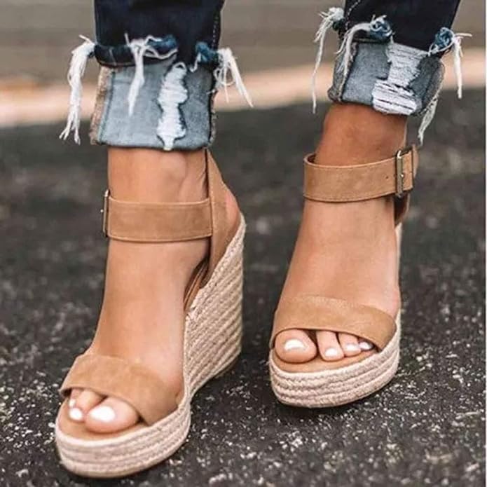 VICKI·VICKI Wedges for Women Platform Sandals Wedge Heels for Sandals Comfortable Summer Espadrille Shoes Ankle Strap&Open Toe