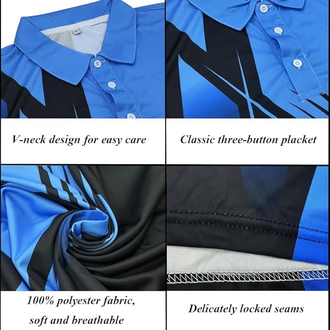 Men's Long Sleeve Golf Shirt Quick Dry 3 Button Work Fishing Outdoor Casual Collar Shirt