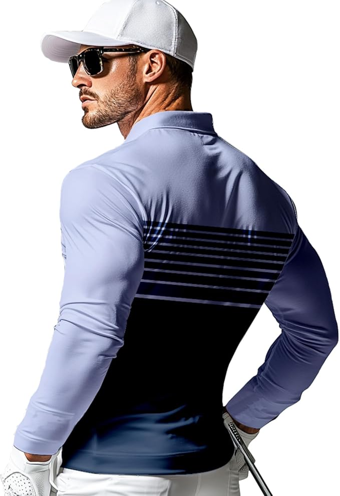 Men's Long Sleeve Golf Shirt Quick Dry 3 Button Work Fishing Outdoor Casual Collar Shirt