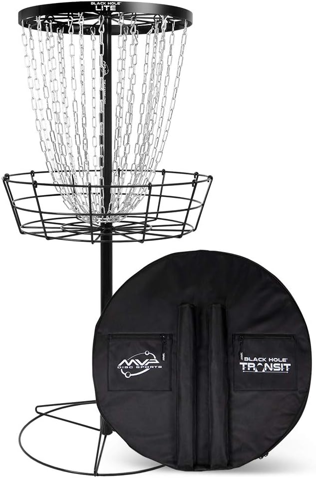 MVP Disc Sports Black Hole Lite 24-Chain Disc Golf Basket with Transit Bag