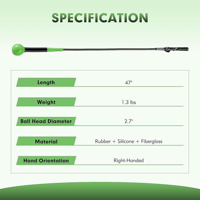 GYMAX Golf Swing Trainer, Warm-Up Stick with Grip Trainer for Rhythm, Balance, Tempo & Strength, Right Handed Swing Speed Training Aid, Weighted Golf Club for Indoor Practice