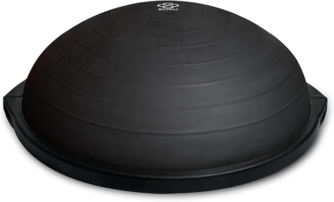 Bosu Balance Ball Exercise Trainer, Home Gym Equipment w/ Guided Workouts & Pump, 26", Blue - Inflatable Fitness Platform for Strength Training, Standing, Balancing, and Core Workout