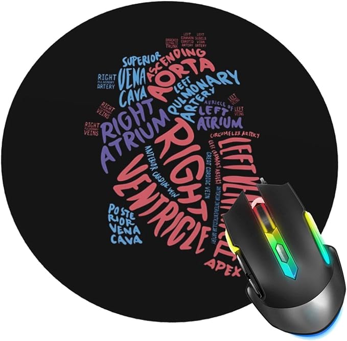 Mouse Pad Cardiac Nurse Anatomical Heart Medical Mouse Pads for Desk, Stitched Edge Mousepad with Non-Slip Rubber Base, Gaming Mouse Mat for Computer Laptop Home Office