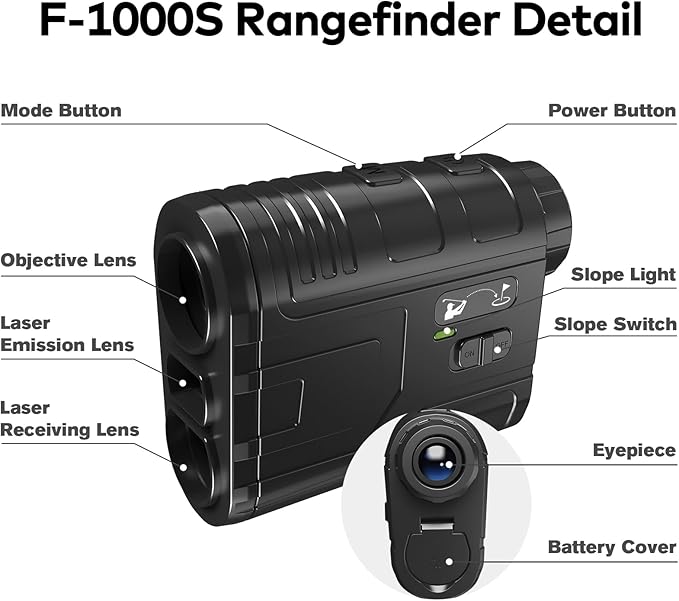 1200Yards Range Finder Golf with Slope, 7X Magnification Range Finder, Lightweight Portable Rechargeable Rangefinder, Flag Lock Vibration, Switch for Legal, Range Finders for Hunt/Golf Accessory