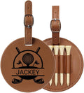 Custom Leather Golf Tee Holder, Personalized Photo Logo Text Golf Bag Tag, Customized Golf Club Luggage Labels, Luxury Gift for Coach, Grandpa, Uncle, Husband, Him