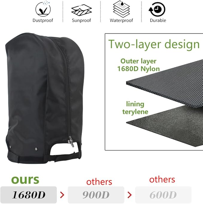 BOYEA & SKULLEAP Golf Bag Cover rain Cover/Hood Nylon Waterproof dust Cover Fits Most Golf cart Bags Easy to use Collapsible and removabl Golf Accessory Gifts (1680D Nylon, Large)