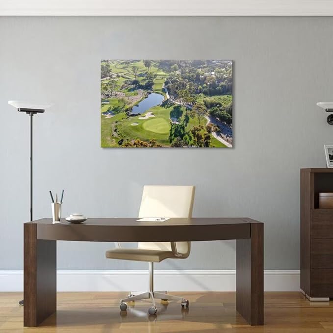 San Diego California Golf Course Wall Art for Living Room Bedroom Bathroom Home Decorations San Diego Golf Course Picture Poster Framed Artwork Canvas Prints Ready to Hang(12''H x 16''W)