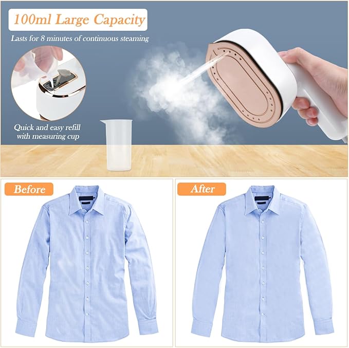 Mini Steam Iron for Clothes, Biupky Travel Steamer for Clothes Portable, Micro Steam Iron Mini Handheld Steamer Support Dry And Wet Ironing for Home Travel (White)