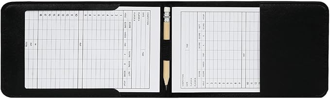 2thpart Astronaut Embroidery Golf Scorecard Holder & Yardage Book Cover, Pencil Included, Black, 7.1" x 4.4"