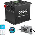 OKMO 36V 100Ah Lithium Golf Cart Battery Built-in Smart 250A BMS with 43.8V 22A Battery Charger APP Supported 4000+ Cycles