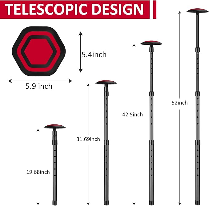 Golf Travel Bag Support Pole,Golf Clubs Protector Travel Bag Support Rod Anti-Impact Umbrella Cover Height Adjustable Golf Bag Accessories,Red