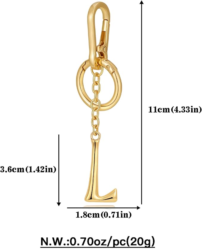 Gold Initial Keychain For Women Cute Bubble Letter Keychains Initial Bag Charm Personalized Keychain Accessories Gift