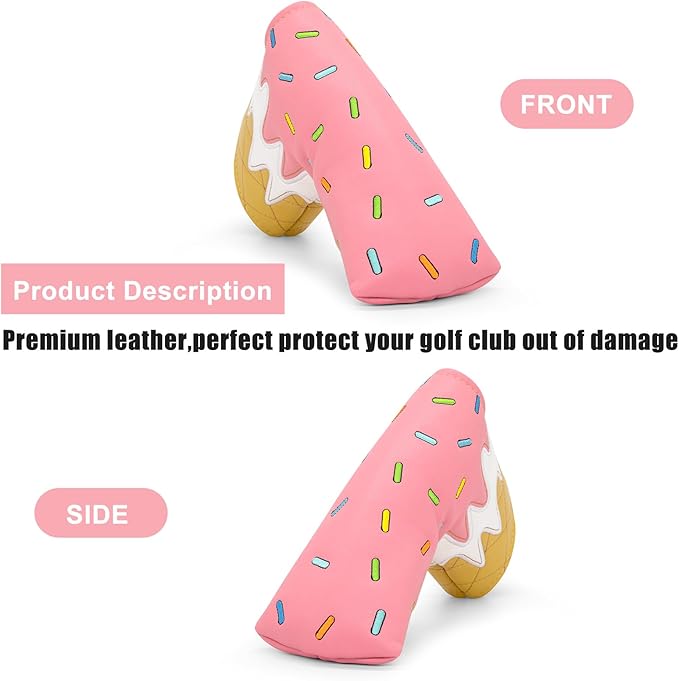 Golf Wood Head Covers Driver Cover 3 Wood Headcover Hybrid Head Covers Embroidery Ice Cream Design Golf Club Headcovers Leather Hand-Made Wood Head Cover