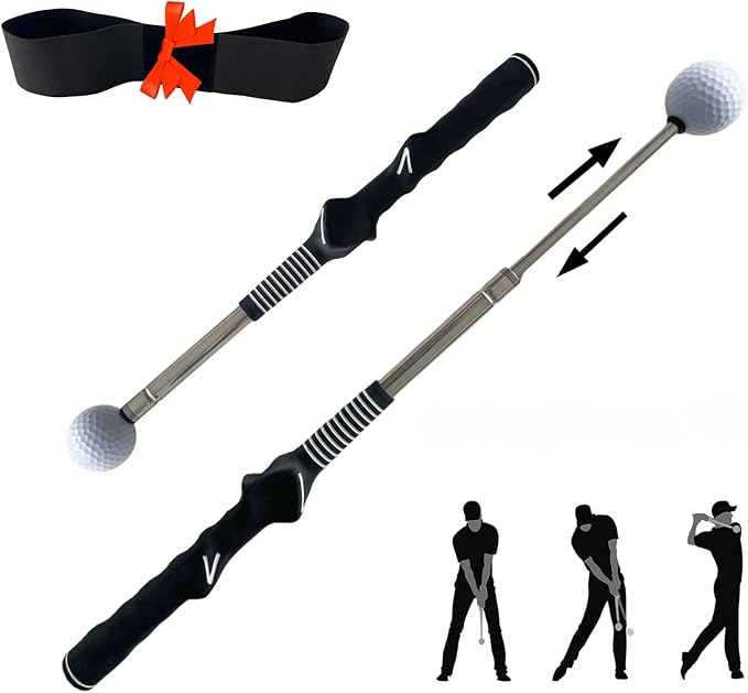 Retractable Golf Swing Training Aid，Suitable for Indoor and Outdoor Practice, with Click Feedback, Suitable for Right Hand, Very Suitable for Beginners to Learn and Train