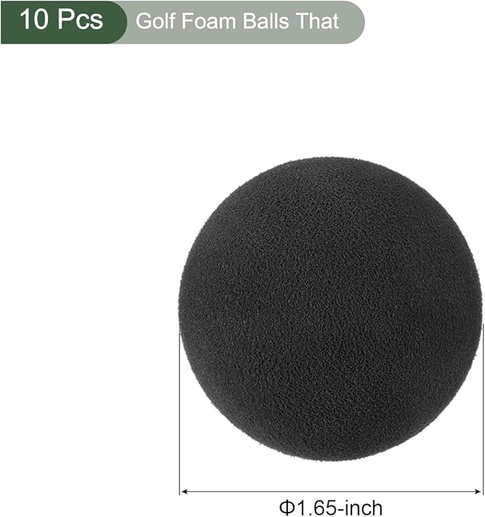 YOKIVE 10 Pcs Golf Foam Ball, Sports EVA Sponge Balls Exercise Flight Swing Practicing for Indoor Golf Training(Black, 42-mm)