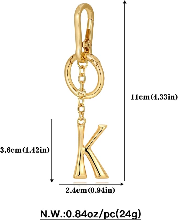 Gold Initial Keychain For Women Cute Bubble Letter Keychains Initial Bag Charm Personalized Keychain Accessories Gift