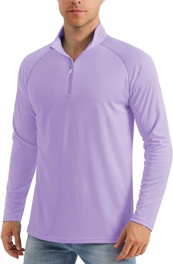 MAGCOMSEN Men's Long Sleeve Sun Shirts UPF 50+ Tees 1/4 Zip Up Fishing Running Rash Guard T-Shirts Outdoor Shirt